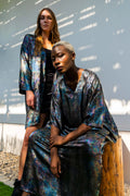 Shadow Of Sequin Shimmer Long Kaftan Dress - Rainbow Black Party Dress